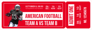 Red Professional American Football Match Ticket Twitter Banner template