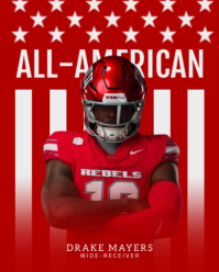 Red Professional American Football Player Highlight Instagram Portrait template