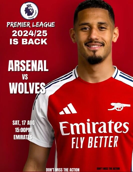 Copy of Red Professional Arsenal Fc Vs Wolves Premier | PosterMyWall