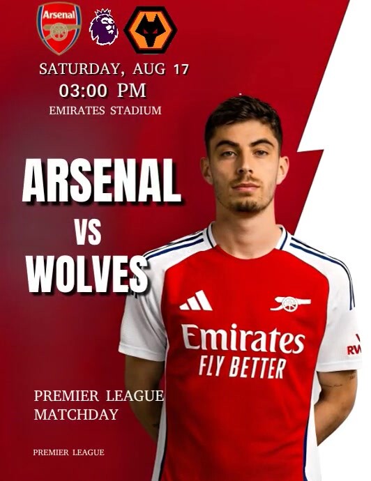 Red Professional Arsenal Vs Wolves Flyer (us Template | PosterMyWall