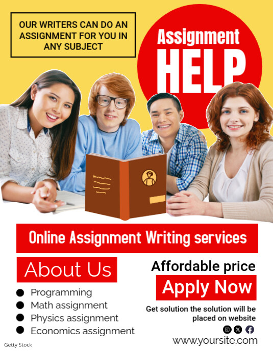Red Professional Assignment Help Flyer (us Letter) Template | PosterMyWall