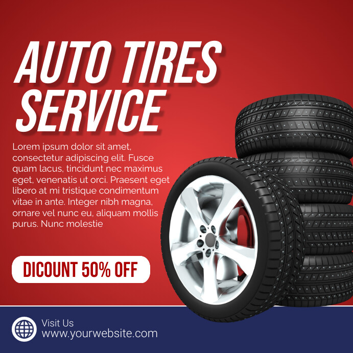 Red Professional Auto Tires Service Instagram template