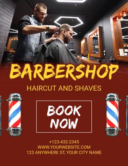 Red Professional Barbershop Flyer (us Letter) template