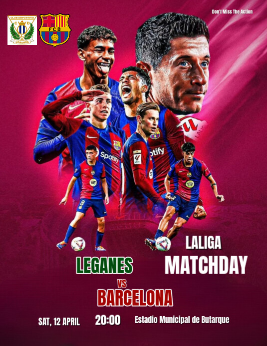 Red Professional Barcelona Vs Leganes  Flyer (us Letter) template