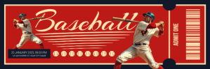 Red Professional Baseball Game Ticket Twitter Banner template