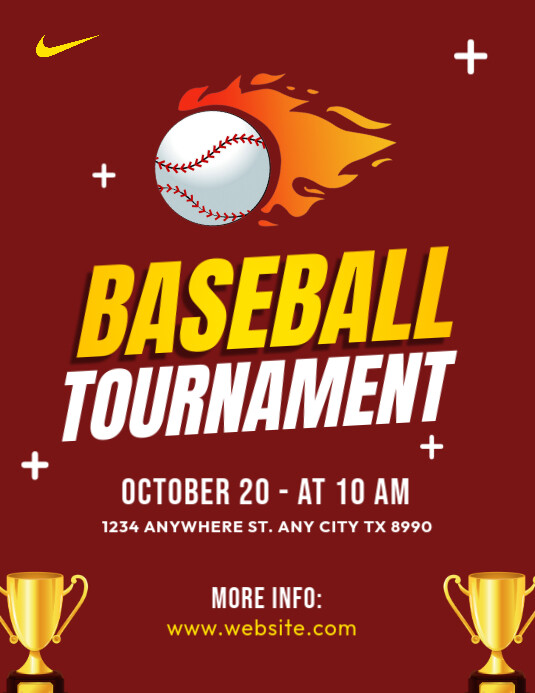 Red Professional Baseball Tournament Flyer (us Letter) Template ...