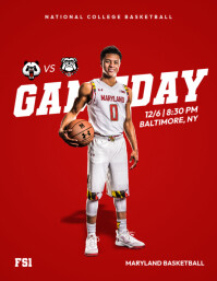 Red Professional Basketball Gameday Flyer (us Letter) template