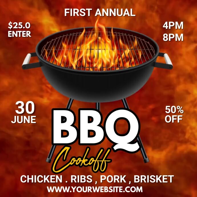 Large Event Cook Posts Red Professional Bbq Cookoff Instagram Post Template | PosterMyWall