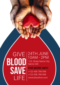 Red Professional Blood Donation A4 template