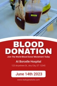 Red Professional Blood Donation Poster template