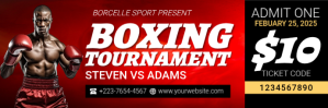Red Professional Boxing Tournament Ticket Twitter Banner template
