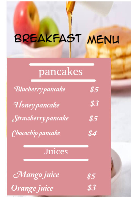 Red Professional Breakfast Menu Poster Template | PosterMyWall