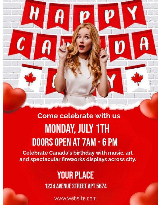 Red Professional Canada Day  Flyer (us Letter) template