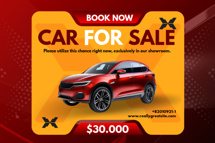 Red Professional Car For Sale Poster Plakkaat template