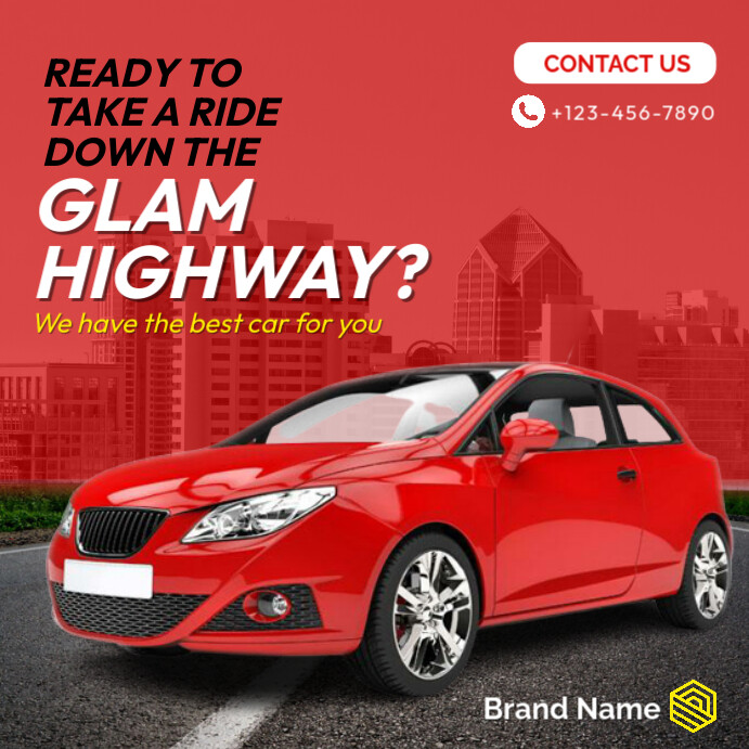 Red Professional Car Rental Flyer Instagram Post Template | PosterMyWall