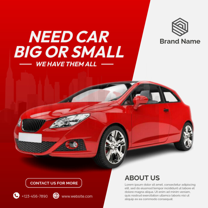 Red Professional Car Rental Instagram Post Template | PosterMyWall