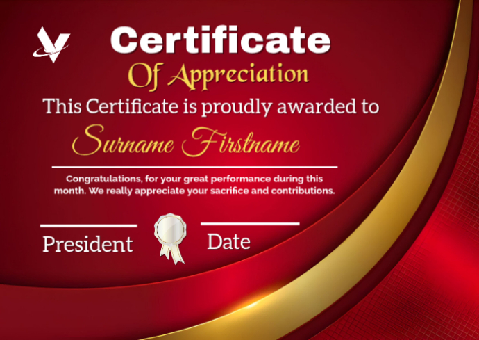 Red Professional Certificate Of Appreciation  Postcard ไปรษณียบัตร template
