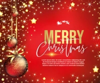 Red Professional Christmas Card Medium Rectangle Rectángulo Mediano template