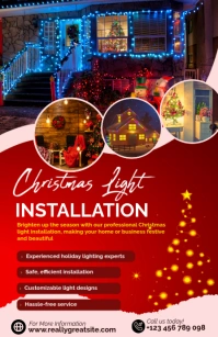 Red Professional Christmas Light Installation Services Tabloid template