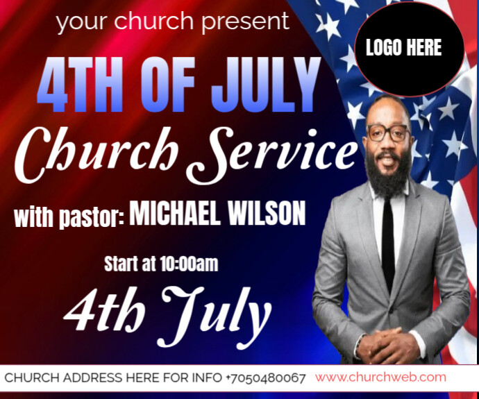 Red Professional Church Flyer  Medium Rectangle template