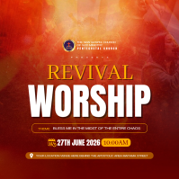 Red Professional Church Revival Event Square template