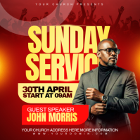 Red Professional Church Sunday Service Instagram Post template
