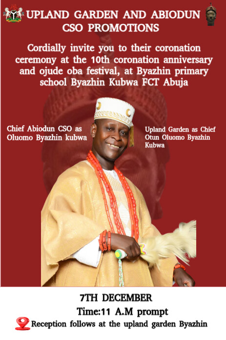 Red Professional Coronation Invitation Card Pinterest Graphic Template