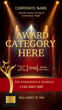 Red Elegant Corporate Awards Instagram Story | Annual Award Ceremony & Gala Invitation Design template