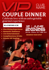 Red Professional Couple Dinner Event A4 template