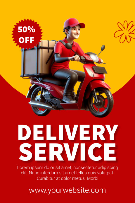 Delivery Rider Poster Red Professional Delivery Service Poster Template | PosterMyWall
