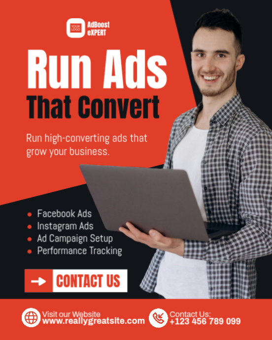 Red Professional Digital Advertising Instagram Portrait Template ...