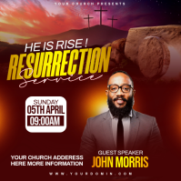 Red Professional Easter Resurrection Service Instagram Post template