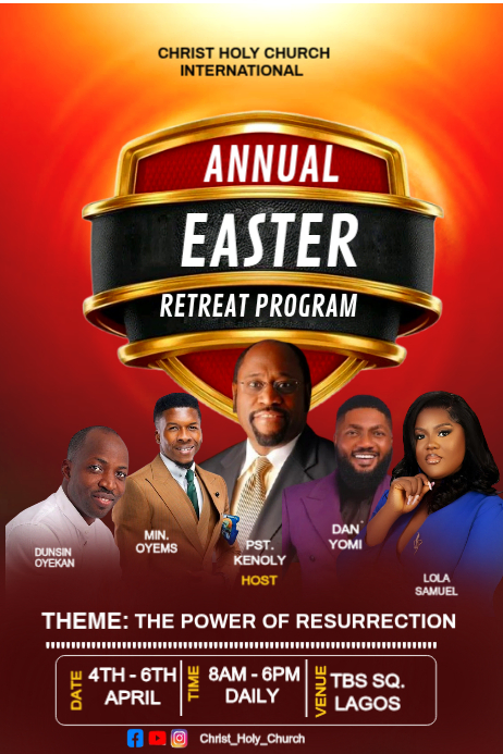 Red Professional Easter Retreat Program Poster Template | PosterMyWall