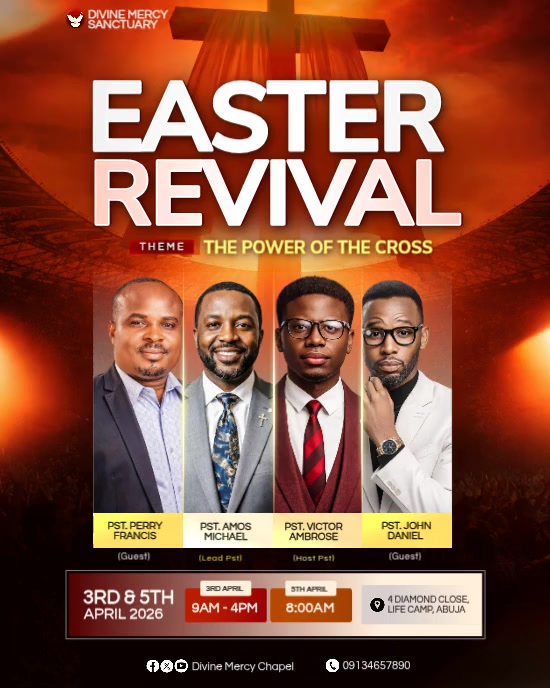 Red Professional Easter Revival Service Flyer Instagram Portrait Video ...