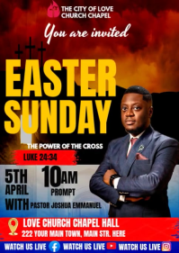 Red Professional Easter Sunday Church Event A6 template