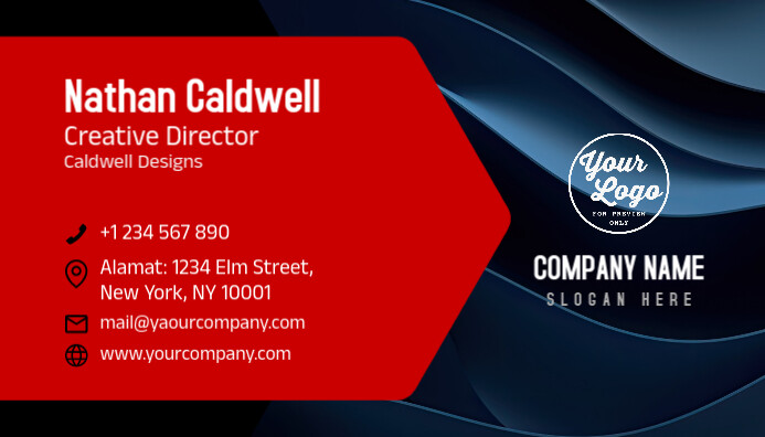Red Professional Easy Customize Name Or  Business Card template