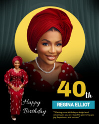 Red Professional Elegant 40th Birthday Celebration Poster Instagram Portrait template