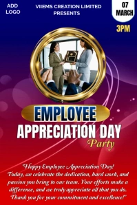 Red Professional Employee Appreciation Day Party Pinterest Graphic template