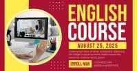 Red Professional English Course Facebook Shared Image template
