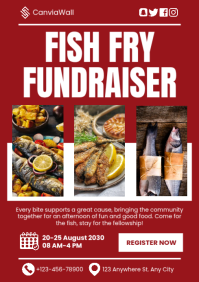 Red Professional Fish Fry Fundraiser A4 template