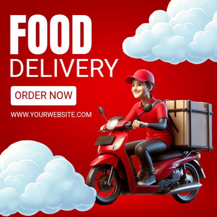 Red Professional Food Delivery Instagram Post Template | PosterMyWall