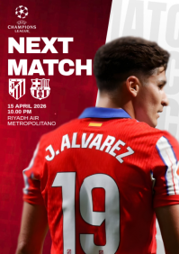 Red Professional Football Champions League Match Announcement A4 template