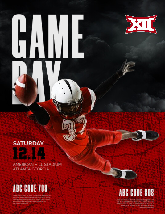 Red Professional Football Gameday Flyer (us Letter) template
