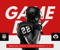 Red Professional Football Gameday Medium Rectangle template
