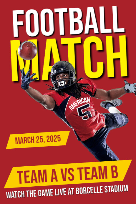 Red Professional Football Match Poster Template | PosterMyWall