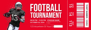 Red Professional Football Tournament Ticket Twitter Banner template