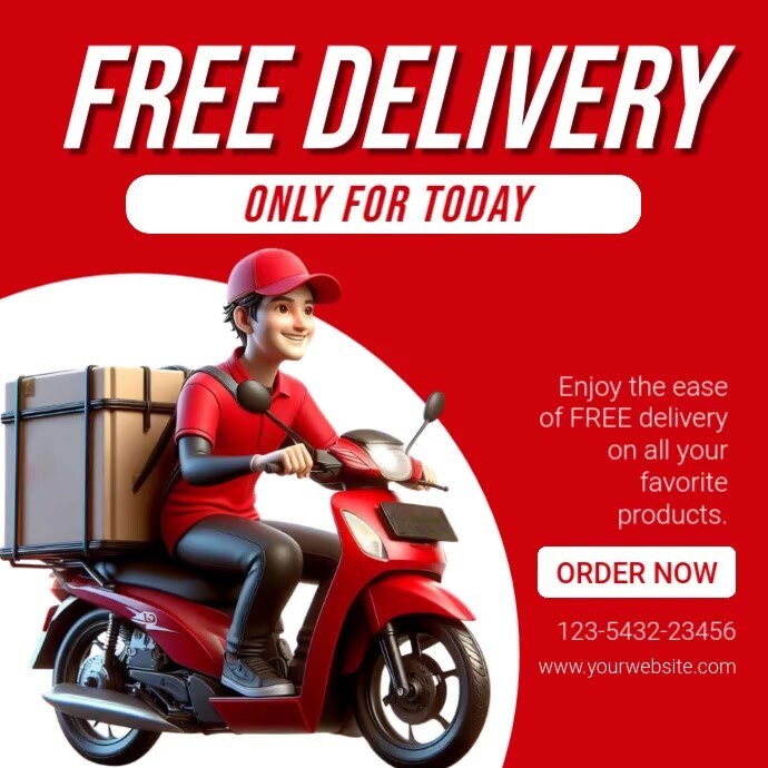 Red Professional Free Delivery Instagram Post Template | PosterMyWall