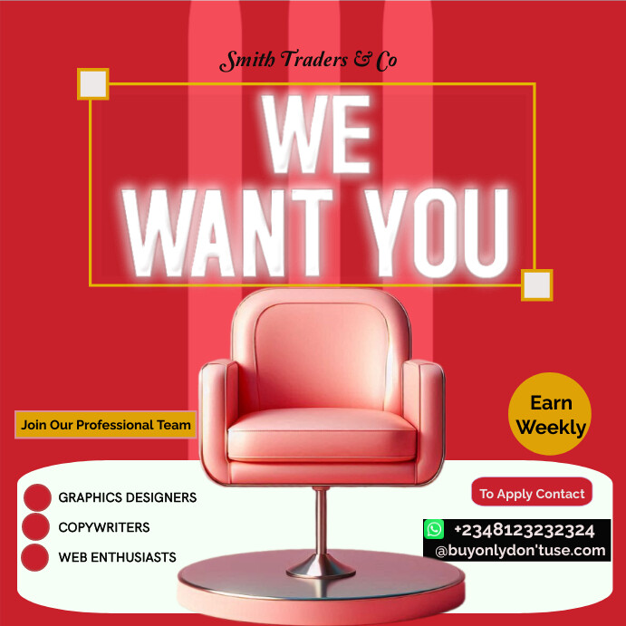 Red Professional Freelancer Vacancy Instagram template