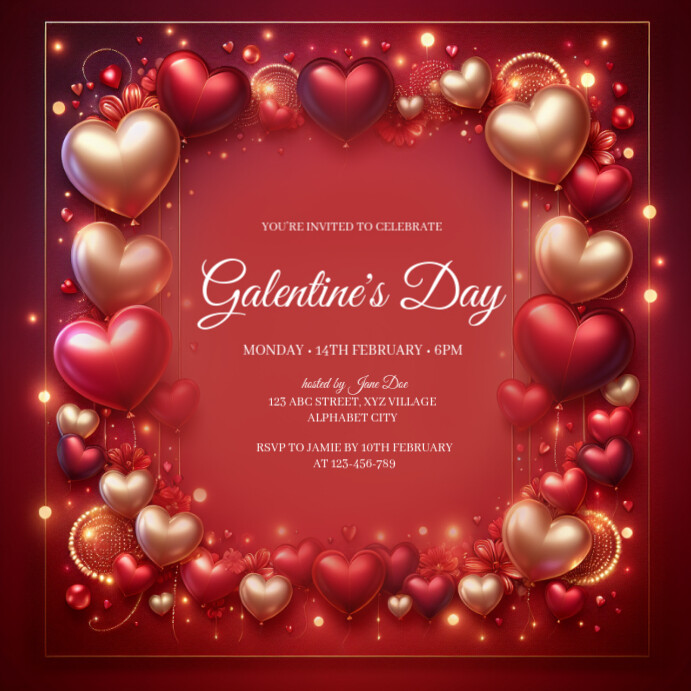 Red Professional Galentine's Day Invitation Template Instagram Post Red Professional Galentine's Day Invitation Template Instagram Post