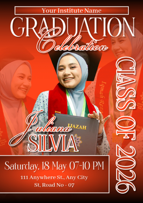 Red Graduation Celebration A4 Template | PosterMyWall